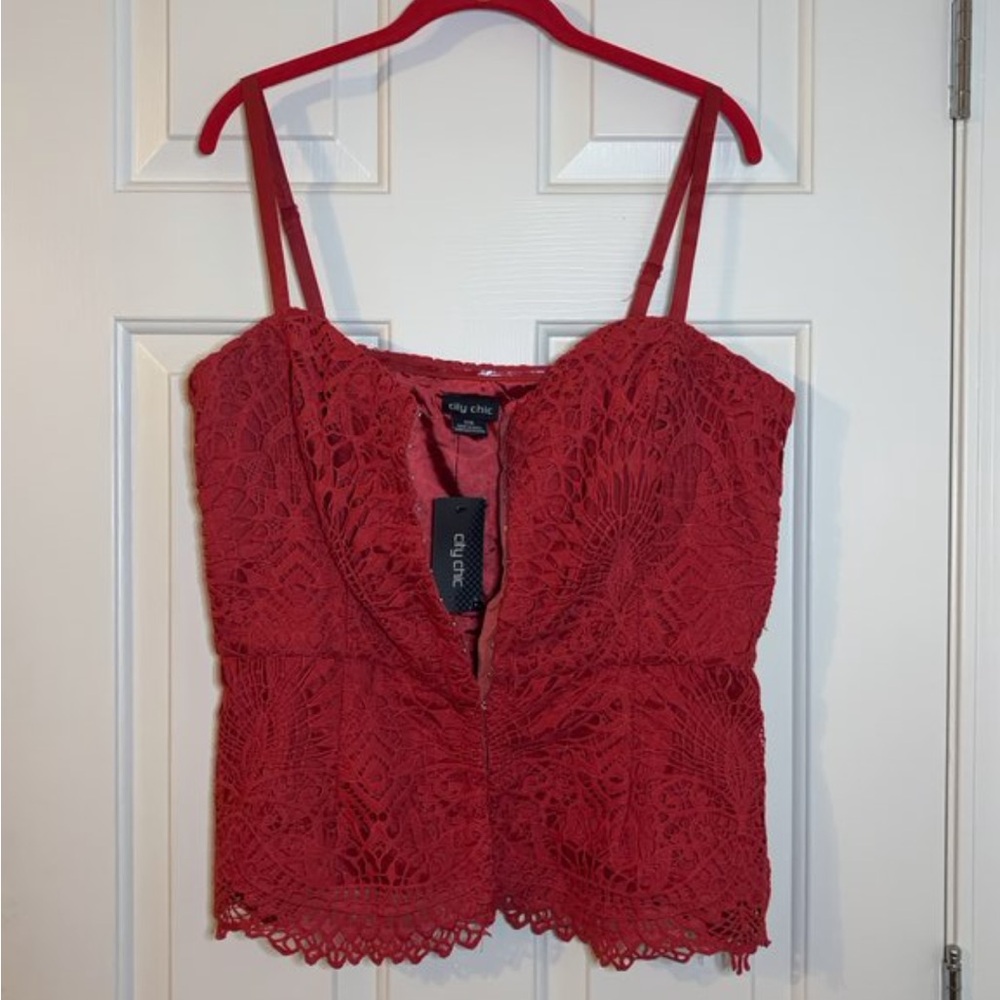 City Chic Red Lace Camisole Top